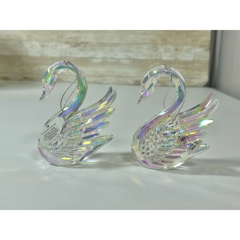 Acrylic Rainbow Iridescent Swan Birds Christmas Tree Decoration Gisela Graham